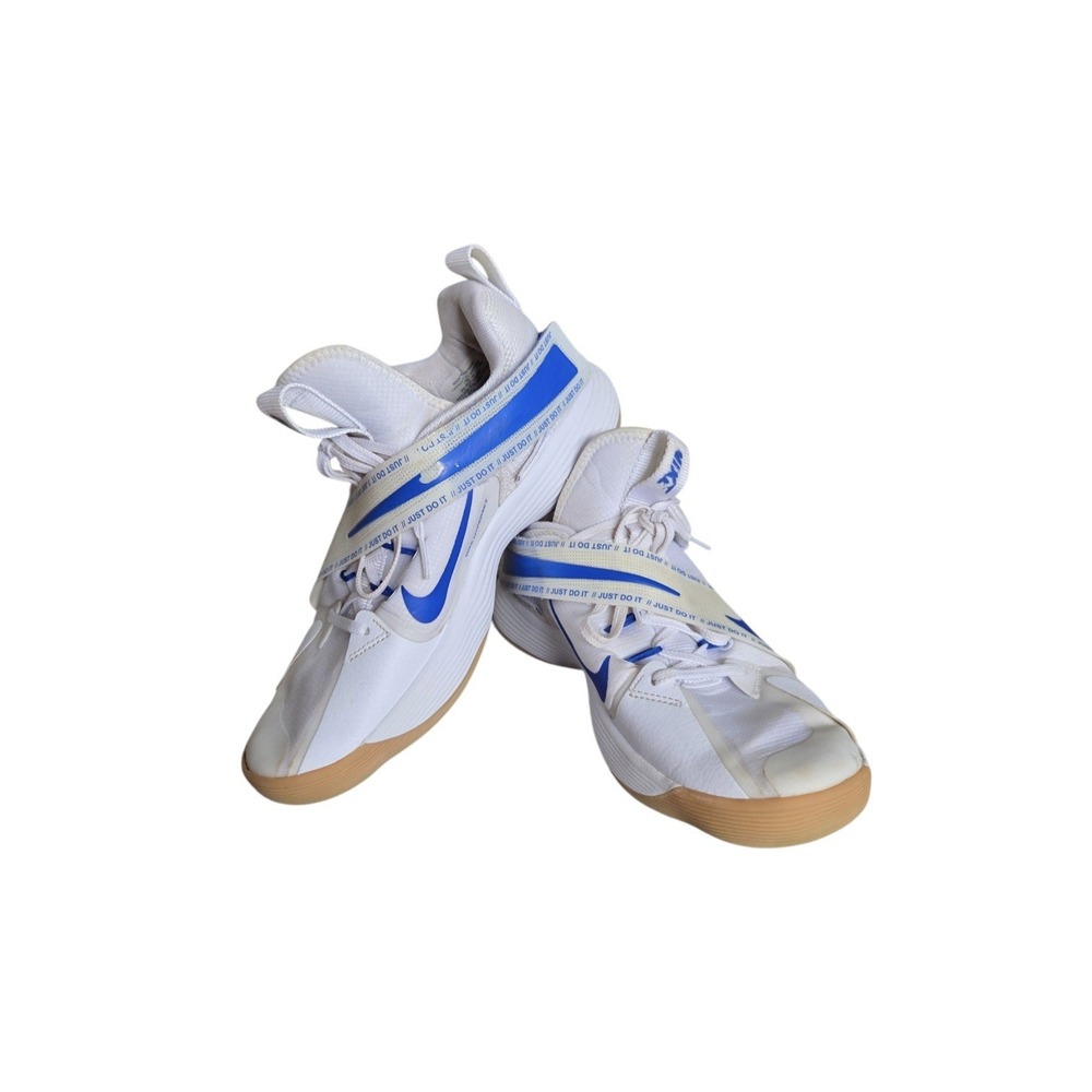 Nike React Hyperset Men's 9.5 White Game Royal Blue Gum Volleyball Court Shoes
